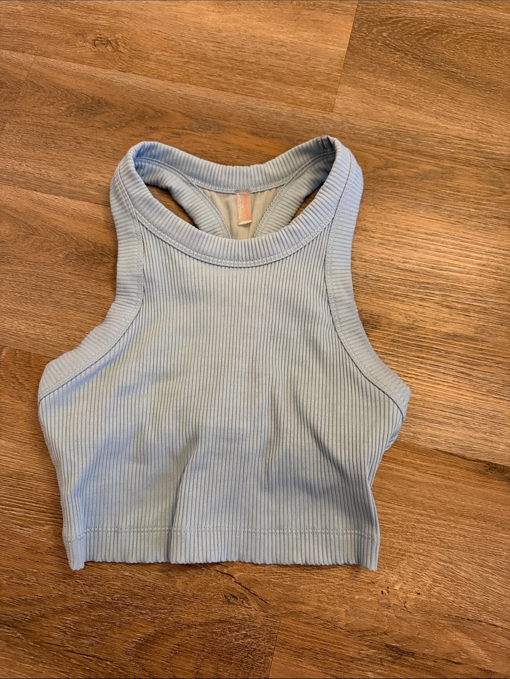 Light Blue Ribbed Racerback Crop Top
